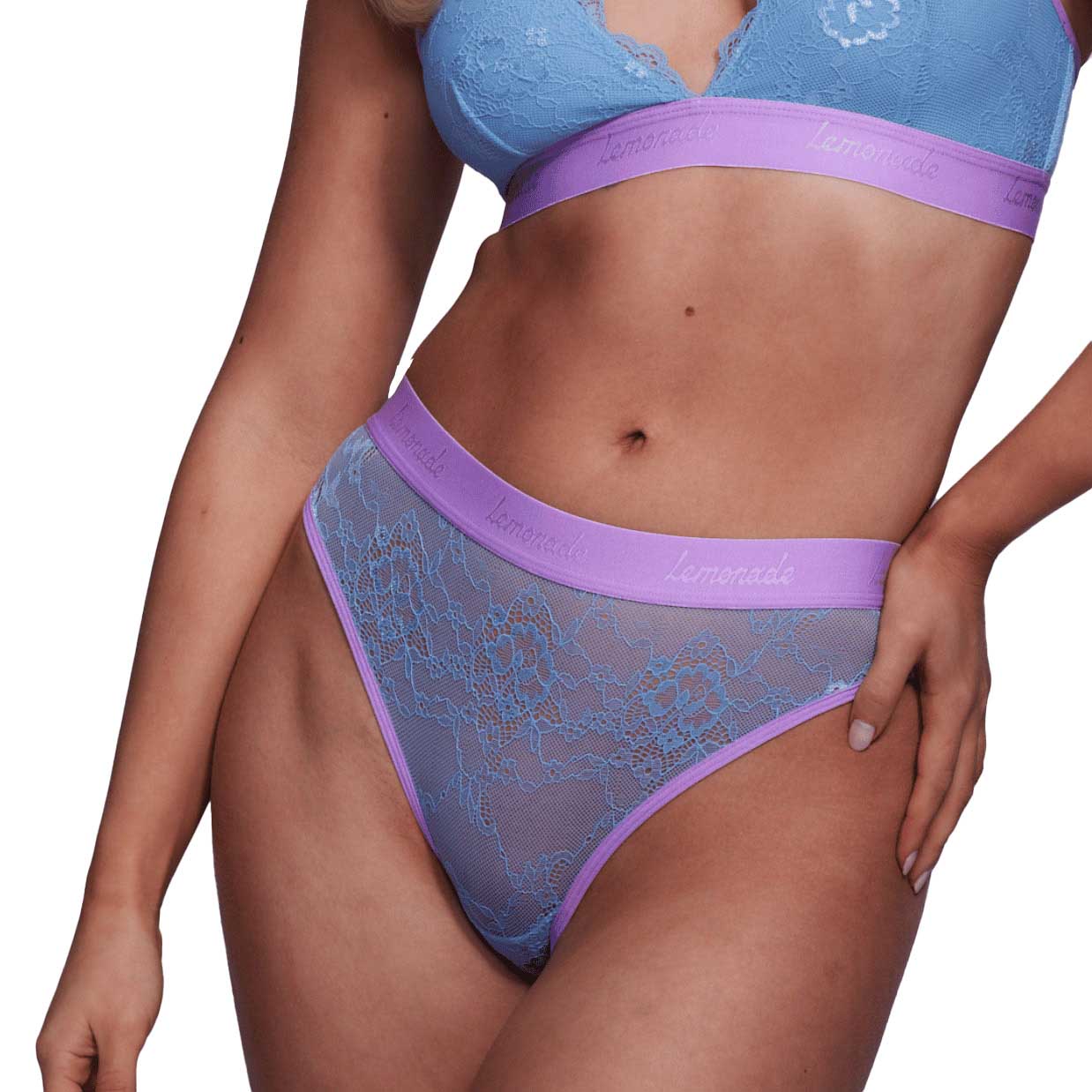 Lemonade Dolls Signature Lace Brief - Pastel Blue & Lilac